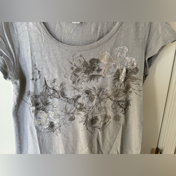 Ann Taylor Loft bluish grey short sleeve shirt - Picture 3 of 7